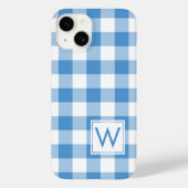 Monogram op lichtblauw en witte buffelplaat Case-Mate iPhone case (Achterkant)