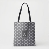 Monogram op lichtgrijs diamantgeometrisch patroon tote bag (Voorkant)
