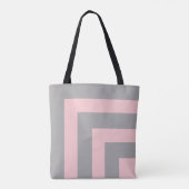 Monogram op lichtgrijs en roze strips tote bag (Achterkant)