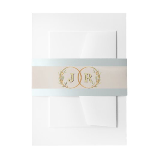 Monogram op lint - Crème Uitnodigingen Wikkel (Voorkant Voorbeeld)