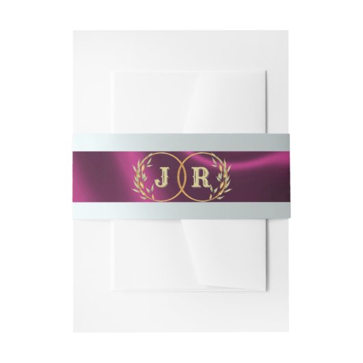 Monogram op lint - Plum Uitnodigingen Wikkel (Voorkant Voorbeeld)