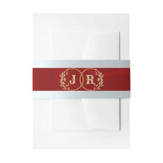 Monogram op lint - Rood Uitnodigingen Wikkel (Voorkant Voorbeeld)
