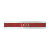 Monogram op lint - Rood Uitnodigingen Wikkel (Vlak)