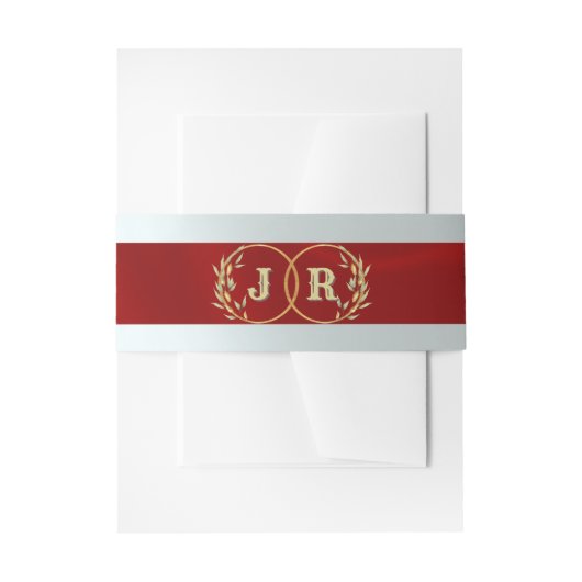 Monogram op lint - Rood Uitnodigingen Wikkel (Voorkant Voorbeeld)