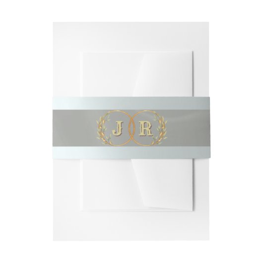 Monogram op lint - salie uitnodigingen wikkel (Voorkant Voorbeeld)