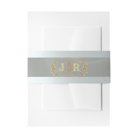 Monogram op lint - salie uitnodigingen wikkel (Voorkant Voorbeeld)
