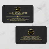 Monogram Op Luxueus Grijs Grunge Visitekaartje (Voorkant / Achterkant)