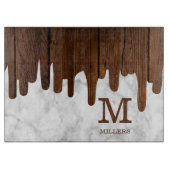 Monogram op maat van de naam van de familie Marmer Snijplank (Voorkant)