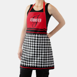 Monogram op maat van de zwarte en Witte Houndstoot Schort