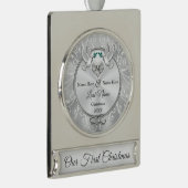 Monogram op maat van ons eerste kerstfeest samen verzilverd banner ornament (Rechts)