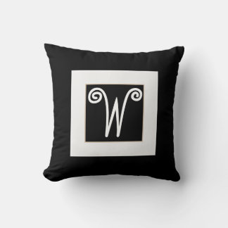 monogram op maat, vetgedrukt zwart-wit decor kussen