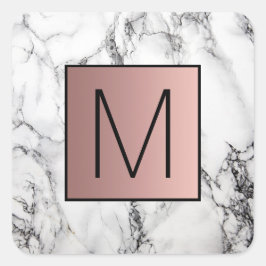 monogram op marmer vierkante sticker