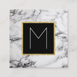 monogram op marmer vierkante visitekaartje