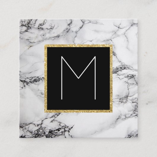 monogram op marmer vierkante visitekaartje (Voorkant)
