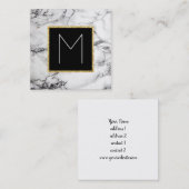 monogram op marmer vierkante visitekaartje (Voorkant / Achterkant)