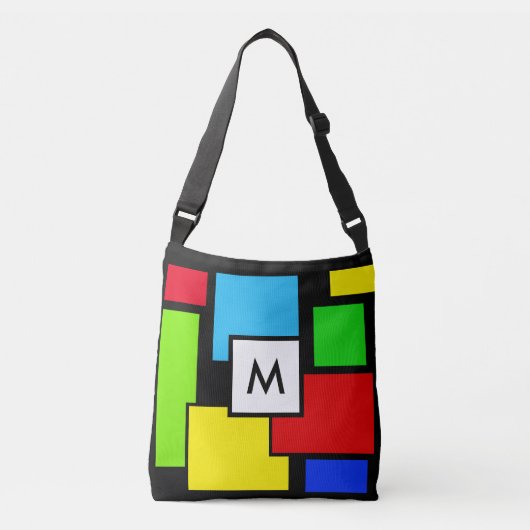 Monogram op meerkleurige vierkantjes crossbody tas (Voorkant)