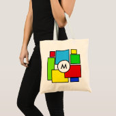 Monogram op meerkleurige vierkantjes tote bag (Voorkant (product))