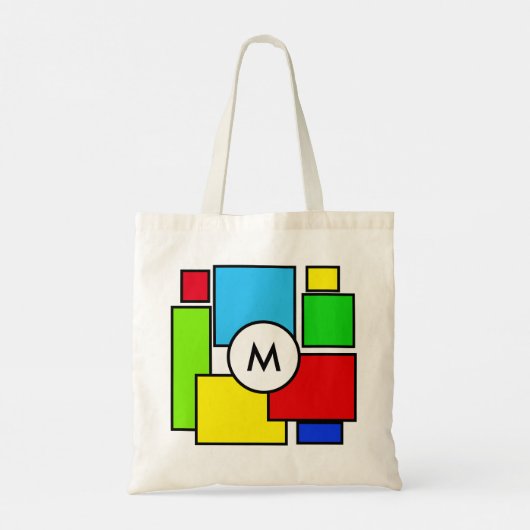 Monogram op meerkleurige vierkantjes tote bag (Achterkant)