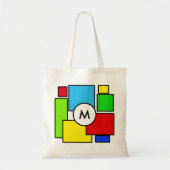 Monogram op meerkleurige vierkantjes tote bag (Voorkant)