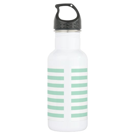 Monogram op Mint Green Stripes-Personalized Waterfles (Achterkant)