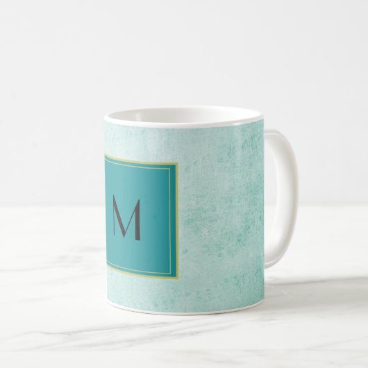 Monogram op Mint Groene  papiertextuur Koffiemok (Voorkant rechts)