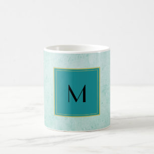 Monogram op Mint Groene  papiertextuur Koffiemok