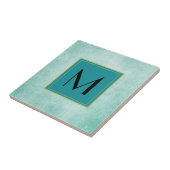 Monogram op Mint Groene  papiertextuur Tegeltje (Zijkant)
