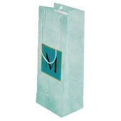 Monogram op Mint Groene  papiertextuur Wijn Cadeautas (Achterkant Gekanteld)