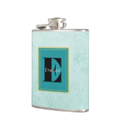 Monogram op Mint Groene  stijltextuur Heupfles (Links)