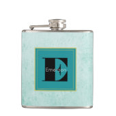 Monogram op Mint Groene  stijltextuur Heupfles (Voorkant)