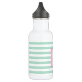 Monogram op mintgroene strepen - gepersonaliseerd waterfles (Links)