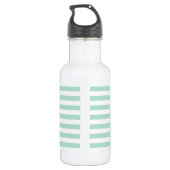 Monogram op mintgroene strepen - gepersonaliseerd waterfles (Achterkant)