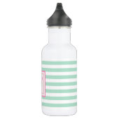 Monogram op mintgroene strepen - gepersonaliseerd waterfles (Rechts)