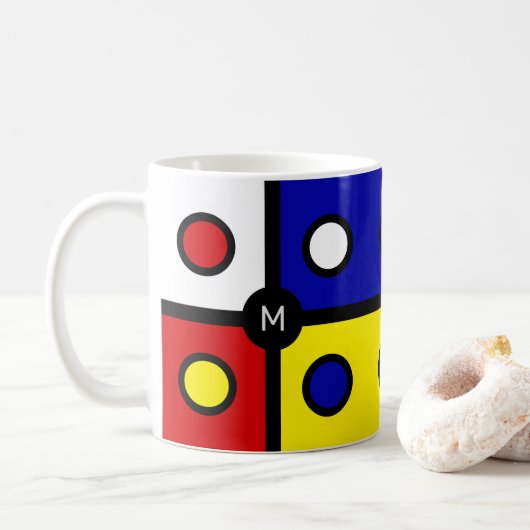 Monogram op Multicolor Abstracte Kunst Koffiemok (Met donut)