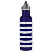 Monogram op Navy Blue & White Striped Waterfles (Links)