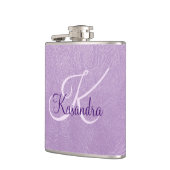 Monogram op Paars leder Heupfles (Links)
