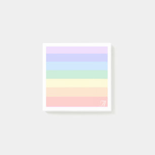 Monogram op pastel regenboog & witte lijst post-it® notes