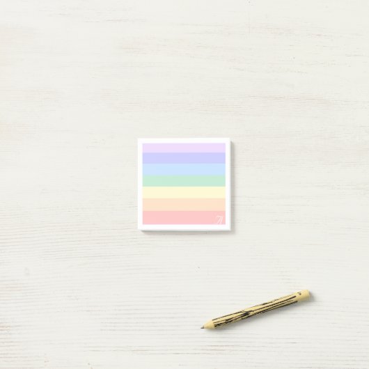 Monogram op pastelregenboog en wit Lijst Post-it® Notes (Op bureau)