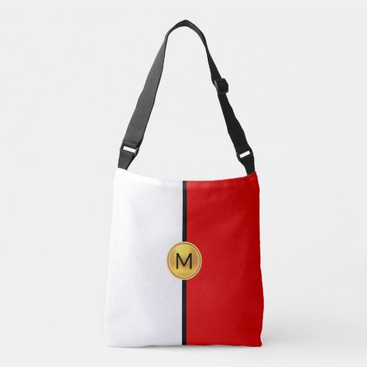 Monogram op Rode en Witte Schoudertas Crossbody Tas (Voorkant)