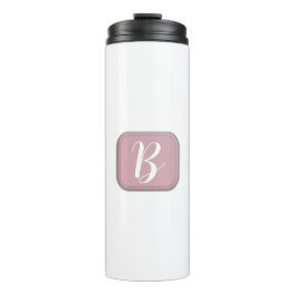 Monogram op roze en witte thermische getumbler thermosbeker