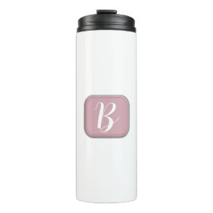 Monogram op roze en witte thermische getumbler thermosbeker
