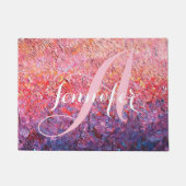Monogram op roze Paars Roos Abstract Deurmat (Voorkant)