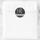 Monogram op ster gevulde achtergrond ronde sticker (Tas)