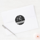 Monogram op ster gevulde achtergrond ronde sticker (Envelop)