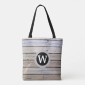 Monogram op strandhout tote bag (Achterkant)