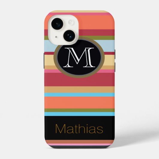 monogram op strepen iPhone hoesje (Achterkant)