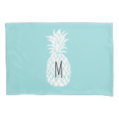Monogram op witte ananas ontwerp kussensloop (Voorkant)