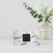 monogram op witte marmer visitekaartje (Staand voorkant)