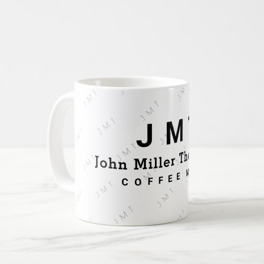 monogram op witte mok met naam (Voorkant links)