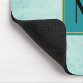 Monogram op zacht groen  papier textuur muismat (Hoek)
